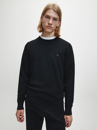 Calvin Klein Ruhák HU819682 | Calvin Klein Superior Wool Férfi Pulóver Fekete